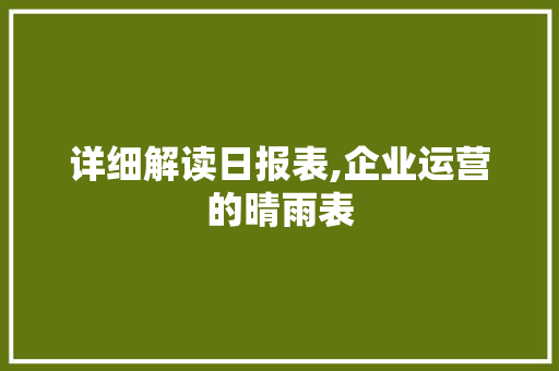 详细解读日报表,企业运营的晴雨表 电脑配置
