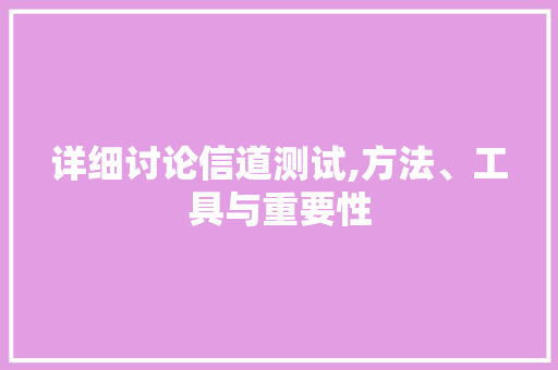 详细讨论信道测试,方法、工具与重要性 电脑配置