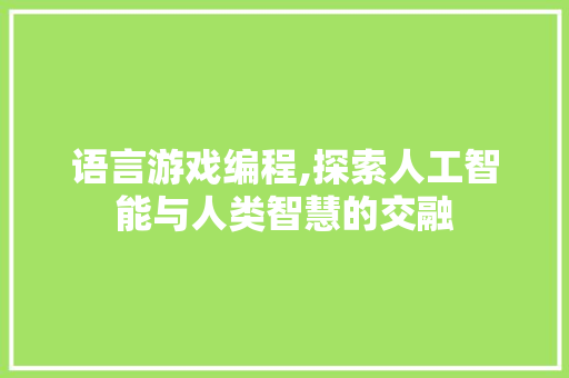 语言游戏编程,探索人工智能与人类智慧的交融