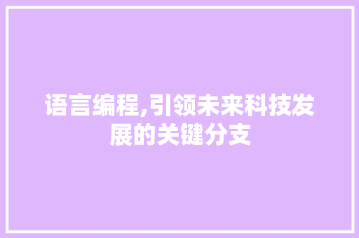 语言编程,引领未来科技发展的关键分支