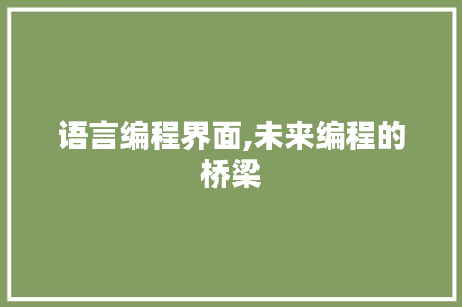 语言编程界面,未来编程的桥梁