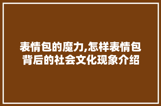 表情包的魔力,怎样表情包背后的社会文化现象介绍 电脑基础 表情包的魔力,怎样表情包背后的社会文化现象介绍 电脑基础