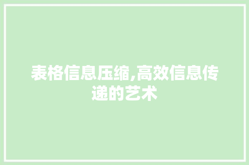 表格信息压缩,高效信息传递的艺术