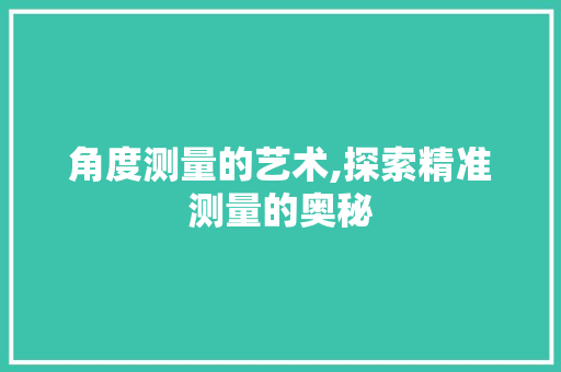 角度测量的艺术,探索精准测量的奥秘
