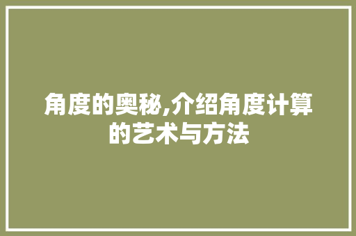 角度的奥秘,介绍角度计算的艺术与方法
