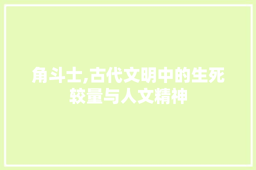 角斗士,古代文明中的生死较量与人文精神