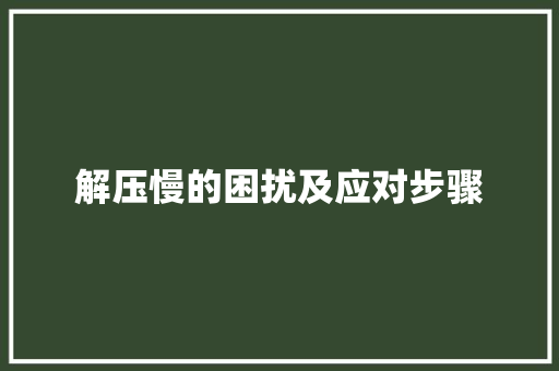 解压慢的困扰及应对步骤