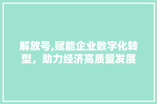 解放号,赋能企业数字化转型,助力经济高质量发展 解放号,赋能企业数字化转型,助力经济高质量发展