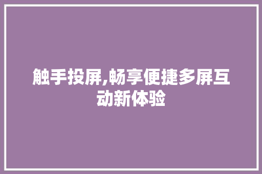 触手投屏,畅享便捷多屏互动新体验