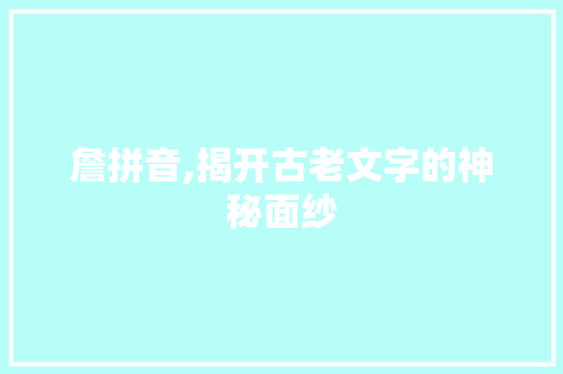 詹拼音,揭开古老文字的神秘面纱 编程语言