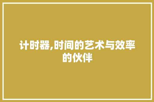 计时器,时间的艺术与效率的伙伴