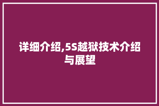 详细介绍,5S越狱技术介绍与展望