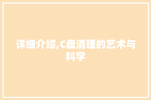 详细介绍,C盘清理的艺术与科学 操作系统 详细介绍,C盘清理的艺术与科学 操作系统