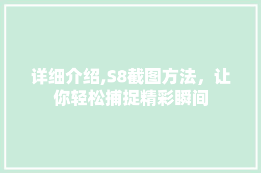 详细介绍,S8截图方法，让你轻松捕捉精彩瞬间