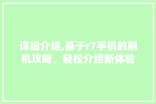 详细介绍,基于r7手机的刷机攻略，轻松介绍新体验 电脑故障维修