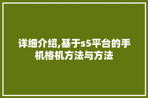 详细介绍,基于s5平台的手机格机方法与方法 操作系统