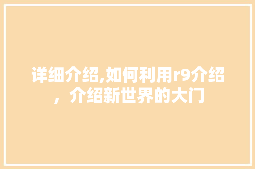 详细介绍,如何利用r9介绍，介绍新世界的大门 编程语言