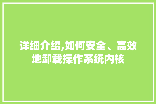 详细介绍,如何安全、高效地卸载操作系统内核 电脑配置