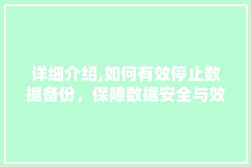 详细介绍,如何有效停止数据备份，保障数据安全与效率