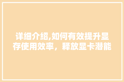 详细介绍,如何有效提升显存使用效率，释放显卡潜能