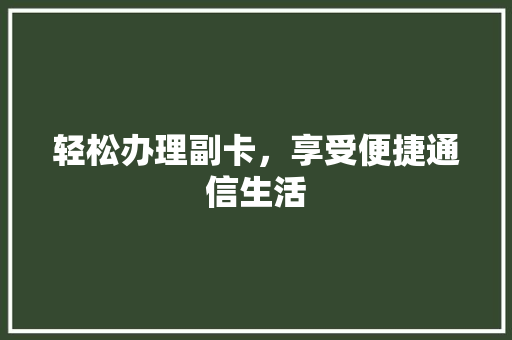 轻松办理副卡，享受便捷通信生活