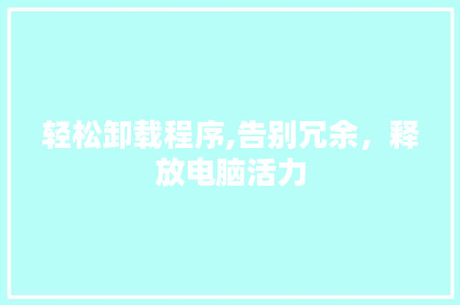 轻松卸载程序,告别冗余，释放电脑活力