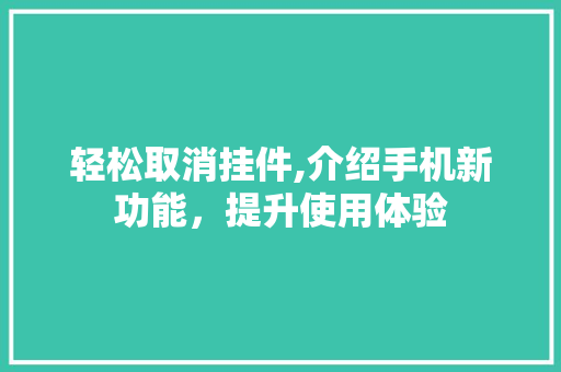 轻松取消挂件,介绍手机新功能，提升使用体验