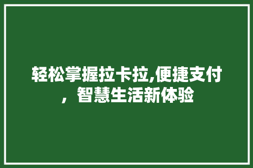轻松掌握拉卡拉,便捷支付，智慧生活新体验