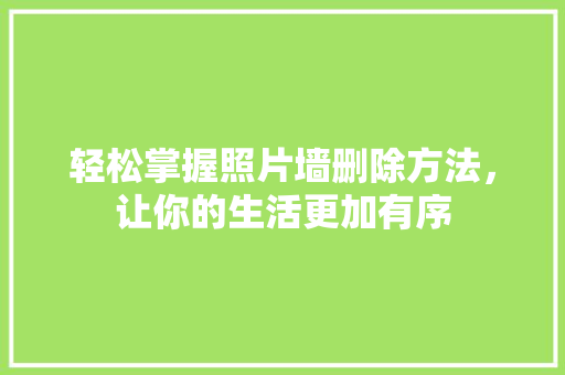 轻松掌握照片墙删除方法,让你的生活更加有序 轻松掌握照片墙删除方法,让你的生活更加有序