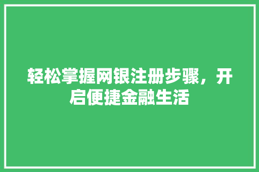 轻松掌握网银注册步骤，开启便捷金融生活