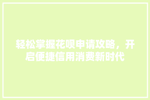 轻松掌握花呗申请攻略，开启便捷信用消费新时代