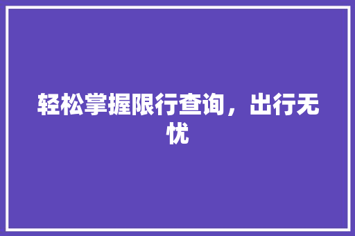 轻松掌握限行查询，出行无忧