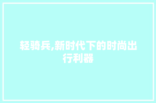 轻骑兵,新时代下的时尚出行利器 电脑故障维修
