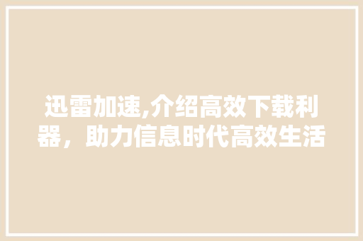 迅雷加速,介绍高效下载利器，助力信息时代高效生活