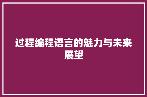 过程编程语言的魅力与未来展望