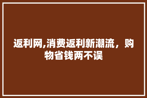返利网,消费返利新潮流，购物省钱两不误