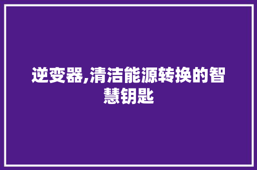逆变器,清洁能源转换的智慧钥匙 逆变器,清洁能源转换的智慧钥匙