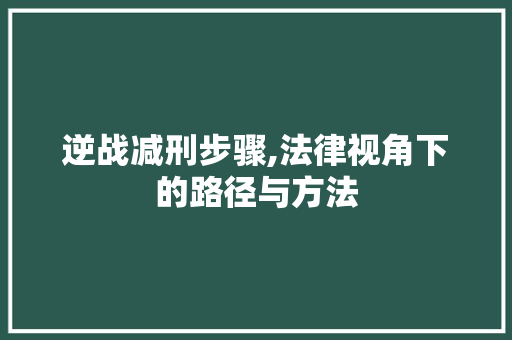 逆战减刑步骤,法律视角下的路径与方法