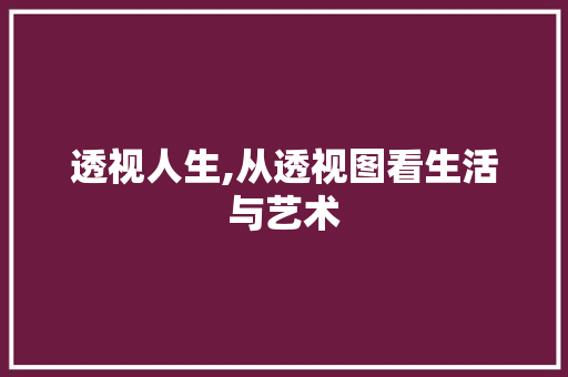 透视人生,从透视图看生活与艺术 电脑基础