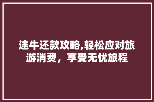 途牛还款攻略,轻松应对旅游消费，享受无忧旅程 网络技术