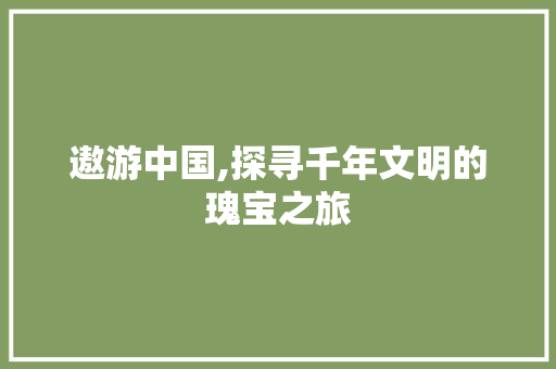 遨游中国,探寻千年文明的瑰宝之旅