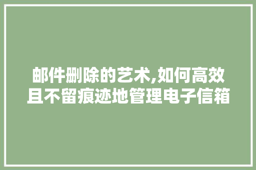 邮件删除的艺术,如何高效且不留痕迹地管理电子信箱 邮件删除的艺术,如何高效且不留痕迹地管理电子信箱