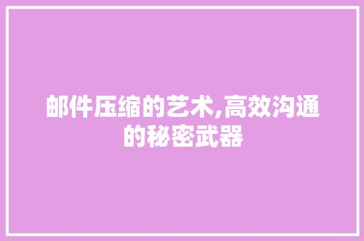 邮件压缩的艺术,高效沟通的秘密武器 邮件压缩的艺术,高效沟通的秘密武器