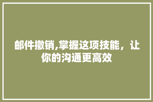 邮件撤销,掌握这项技能，让你的沟通更高效