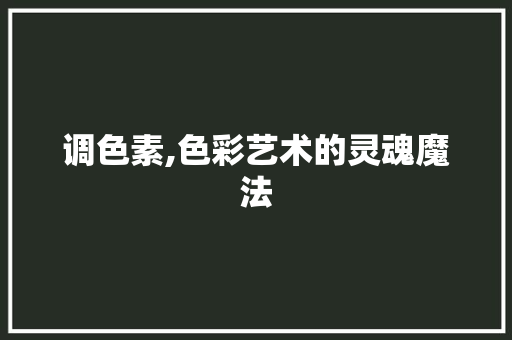 调色素,色彩艺术的灵魂魔法