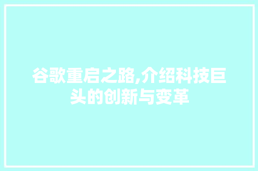 谷歌重启之路,介绍科技巨头的创新与变革 谷歌重启之路,介绍科技巨头的创新与变革