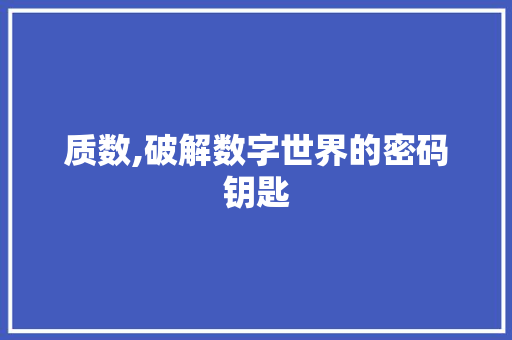 质数,破解数字世界的密码钥匙