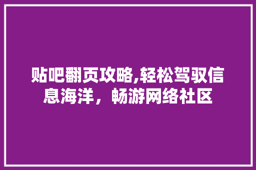 贴吧翻页攻略,轻松驾驭信息海洋，畅游网络社区 电脑基础