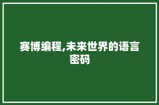 赛博编程,未来世界的语言密码