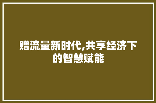 赠流量新时代,共享经济下的智慧赋能